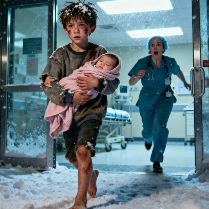 A bruised 7 year old boy walked into the ER carrying his baby sister—and what he said broke hear… – TAMMY