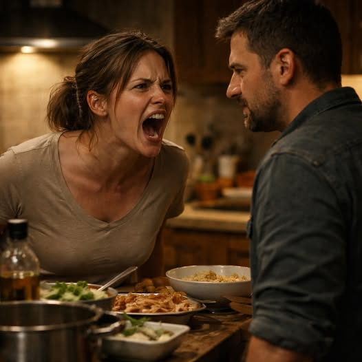 — Nie zamierzam gotować dla pięćdziesięciu osób przez twoją matkę! — żona krzyknęła do męża.